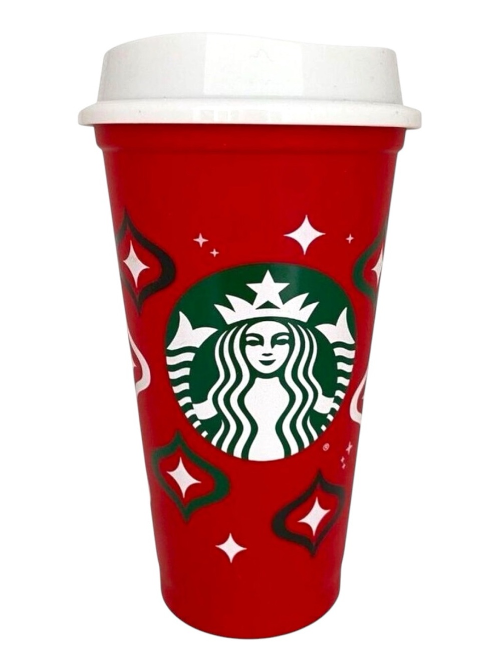Starbucks Red Holiday Reusable Coffee Cup 16 Oz With White Lid